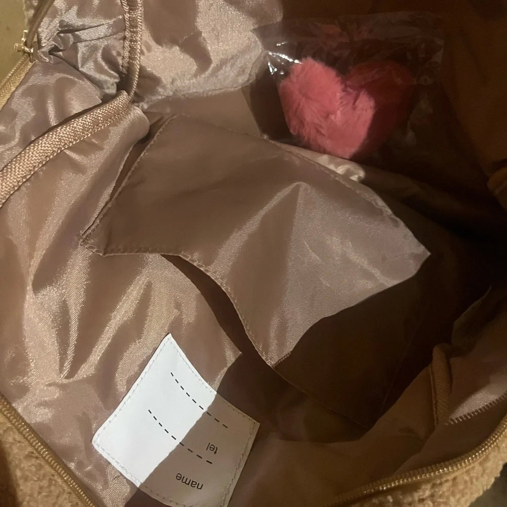 Cute Brown Cat Plush Backpack with Heart Bag Charm - Picture 6 of 6